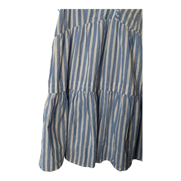 Vineyard Vines Linen Blend Outlet Stripe Tiered Ruffle Dress Women's M Blue - Picture 5 of 10